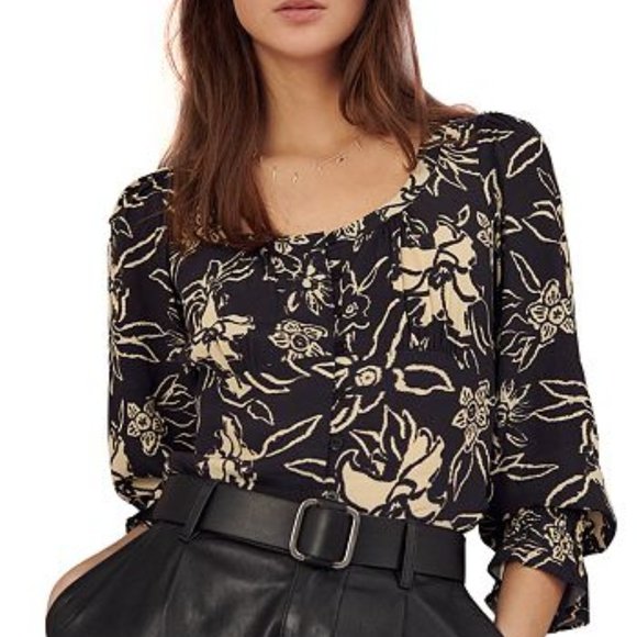 NWT $230 ba&sh BLOUSE SESSEE FLORAL TOP - Picture 1 of 7